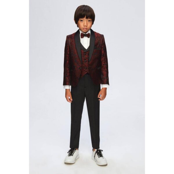Burgundy & Black Paisley 5PC Suit 1-5