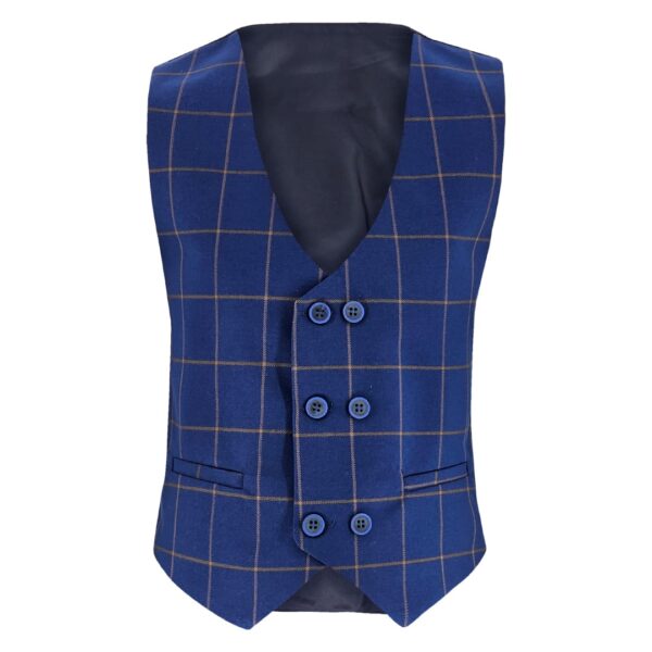 Samli Robert Navy Checked 6PC Suit 1-5 - Image 2