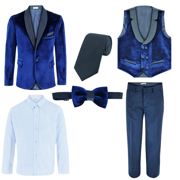 Samli Royal Blue Velvet 6PC Suit Set 1-5 - Image 7