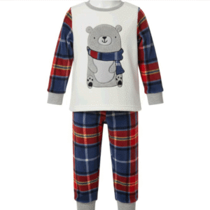 Kids 2-Piece Cuddle Fleece Bear Check Lounge Set (Ages 2–6 Years)