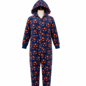 Kids Hooded Cuddle Fleece Football Onesie (Ages 2–6 Years)